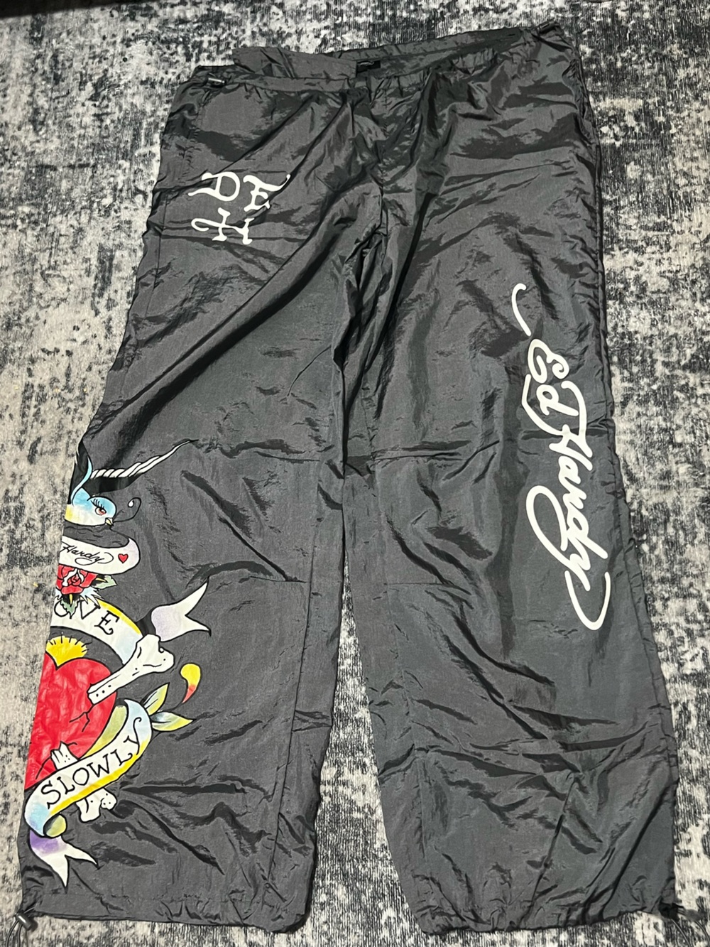 Ed Hardy Black Joggers with Colorful Tattoo Graphic